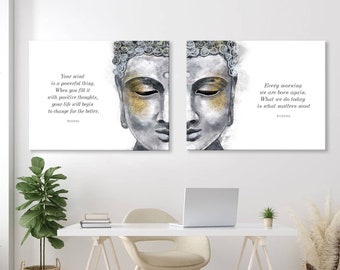 Buddha Wall Art, Quote Print Set, Buddha Paintings, Gallery Wall Set, Inspiring Buddha Wall Art, Zen Wall Art, Meditation Decor, Spiritual