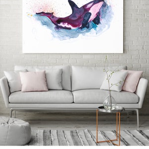 Orca Whale Art, Watercolor Whale Painting, Nautical Nursery Decor, Orca Nursery Art, Killer Whale Art, Coastal Painting,Ora Whale Watercolor image 4