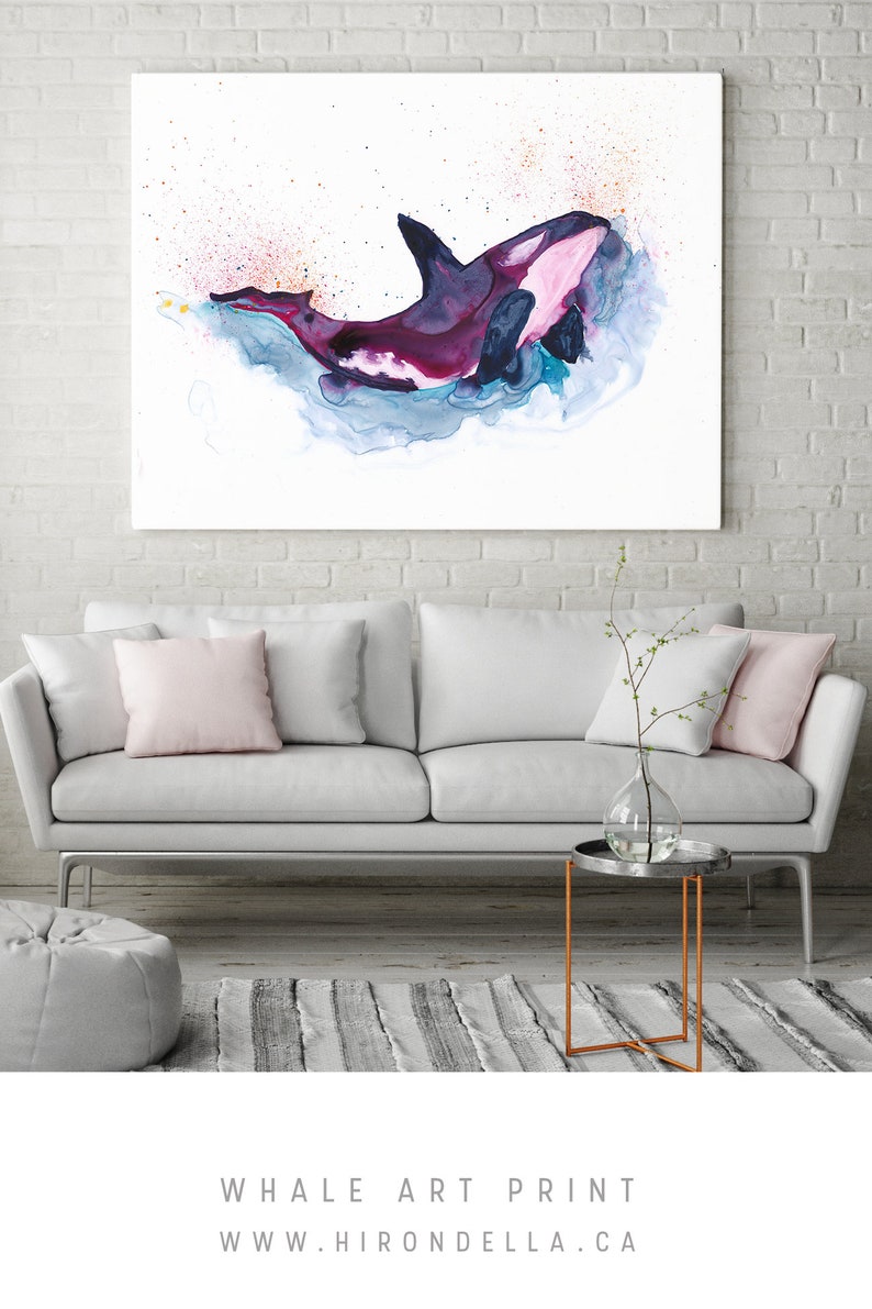 Orca Whale Art, Watercolor Whale Painting, Nautical Nursery Decor, Orca Nursery Art, Killer Whale Art, Coastal Painting,Ora Whale Watercolor image 4