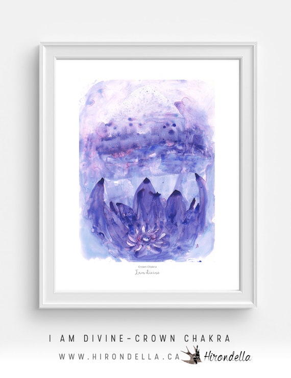 Crown Chakra Watercolor Crystal Art Print