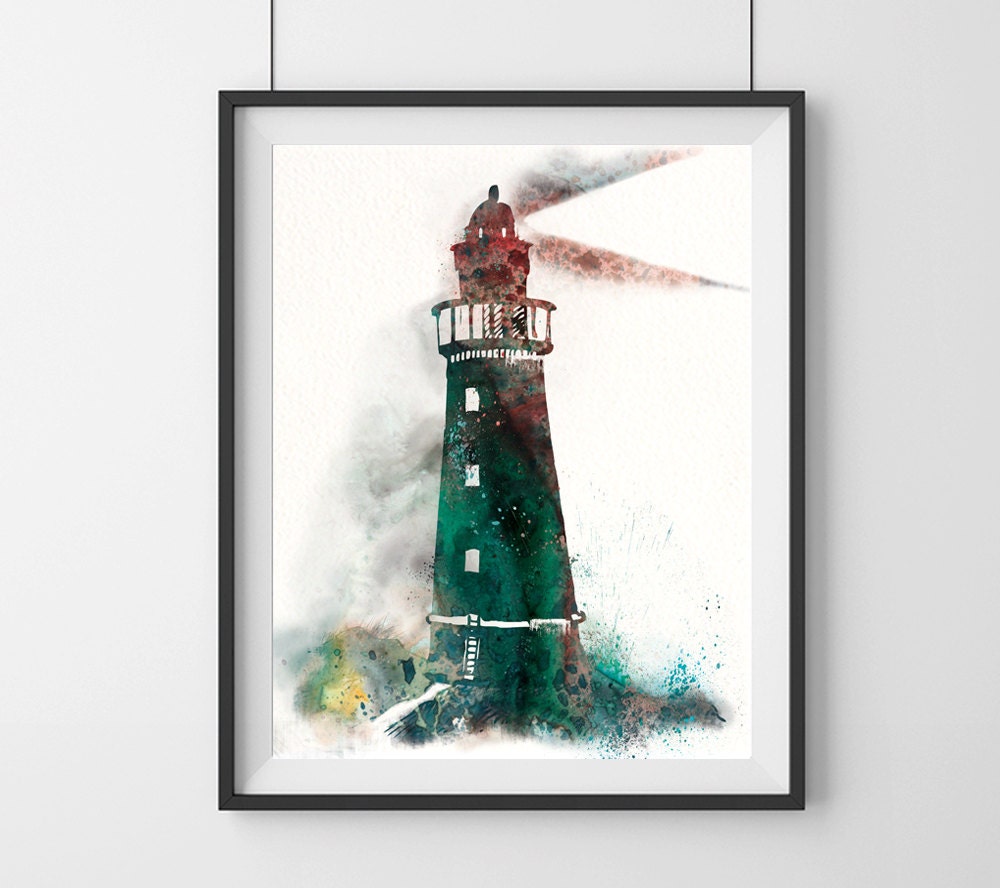 Lighthouse Watercolor Art Print Abstract Painting Lighthouse | Etsy