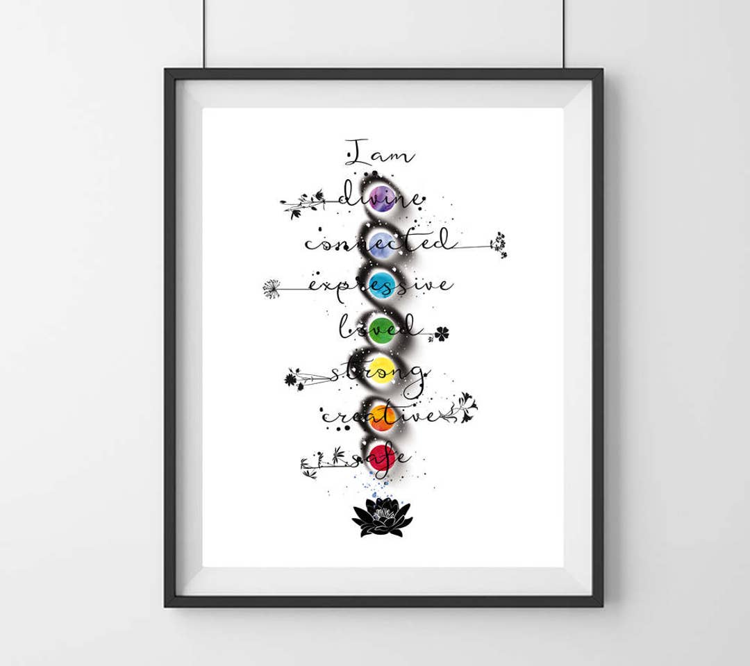Chakra Meditation Art Print, Spiritual Wall Decor - Etsy
