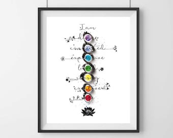 Buddhist Art, Spa Room Decor, Meditation Art, Chakras Print, Chakra Poster, Meditation Room Decor, 7 Chakras, Zen Decor, Chakra Wall Art