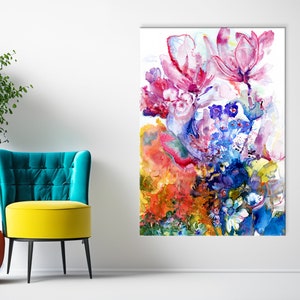 Vibrant Magnolia art, Colorful Flowers wall Art, Surreal Art Print, Funky Wall Art, Yoga Studio Decor, Rose of Venus, Spiritual Wall Art image 5
