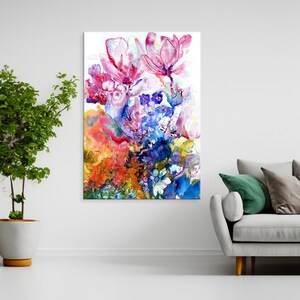 Vibrant Magnolia art, Colorful Flowers wall Art, Surreal Art Print, Funky Wall Art, Yoga Studio Decor, Rose of Venus, Spiritual Wall Art image 7