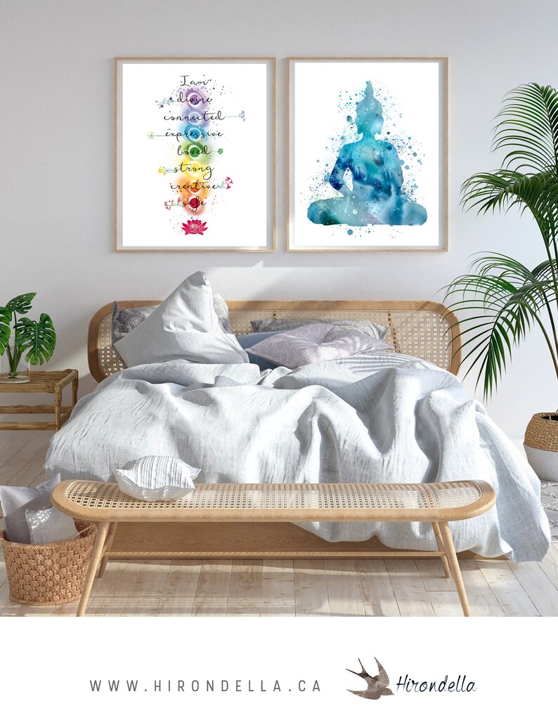 Buddha Canvas Indigo Blue Buddha Wall Art Spiritual Quote Etsy