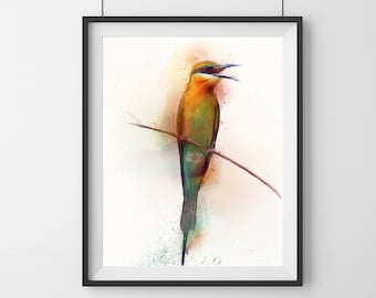 Bird Prints, Watercolor Bird Painting, Birds Wall Art, Tropical Bird Artwork, Vibrant Bird Painting, Bird Wall Art, Bird Art Print, Decor