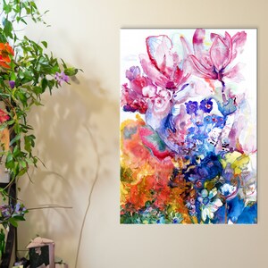 Vibrant Magnolia art, Colorful Flowers wall Art, Surreal Art Print, Funky Wall Art, Yoga Studio Decor, Rose of Venus, Spiritual Wall Art image 4