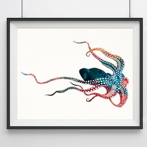 Octopus Art Painting, Octopus Print, Watercolor Octopus Poster, Octopus Wall Art, Nautical Decor, Octopus Art Print, Octopus Canvas, Decor