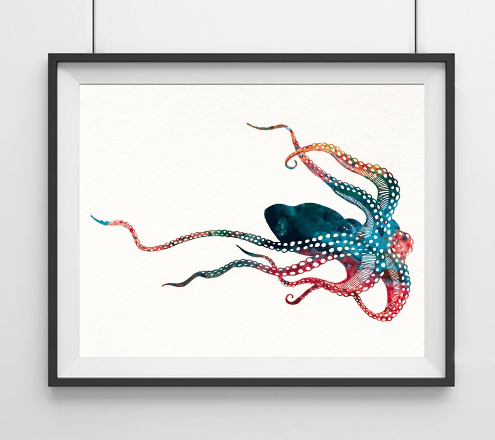 Octopus Art Painting Octopus Print Watercolor Octopus - Etsy