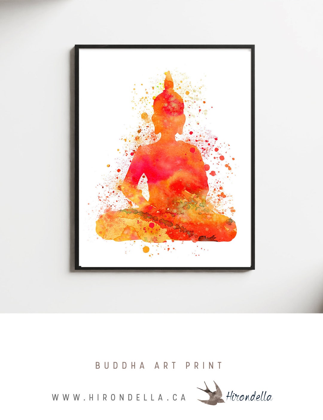 Orange and Red Buddha Wall Art Buddha Painting Yoga Wall Etsy
