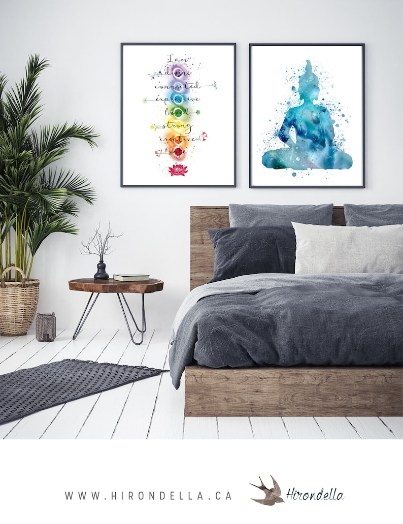 Buddha Canvas Indigo Blue Buddha Wall Art Spiritual Quote Etsy