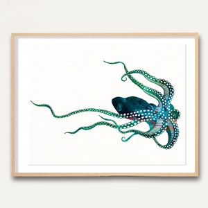 Octopus Aquarell Print, Octopus Art Print, Aquarelle Art, Animal Watercolor, Octopus Home Decor Wall Art, Octopus Painting Print 40 image 4