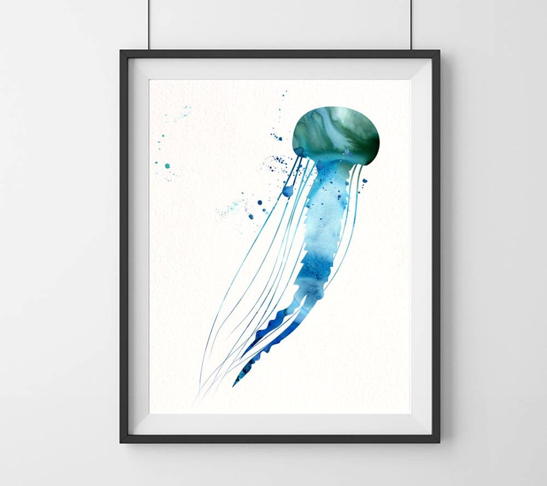 Jellyfish Art, Nautical Art, Bathroom Art, Jellyfish Art Print, Ocean