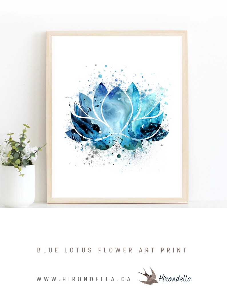 Indigo Blue Lotus Flower Art Print, Meditation Wall Decor - Etsy