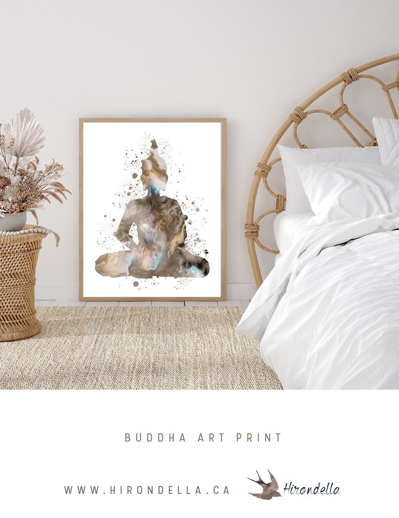 Zen Wall Art, Buddha Wall Art, Zen Decor, Bedroom Art Above The Bed, Earthy Buddha Print, Watercolor Buddha, Lotus Yoga Wall Art, Spiritual image 4