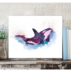 Orca Whale Art, Watercolor Whale Painting, Nautical Nursery Decor, Orca Nursery Art, Killer Whale Art, Coastal Painting,Ora Whale Watercolor image 5