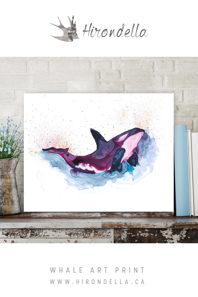 Orca Whale Art, Watercolor Whale Painting, Nautical Nursery Decor, Orca Nursery Art, Killer Whale Art, Coastal Painting,Ora Whale Watercolor image 5