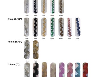 Metallic Ric Rac Rick Rack Trim Multiple Colors and Sizes