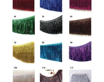 4", 8" Metallic Fringe Trim Multiple Colors