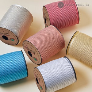 Biyelli 1/2" Metallic Lame Piping Tape Silver, Gold