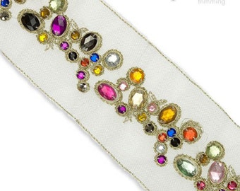 3" Embroidered Jewel Border : 380028BE
