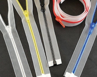 Transparent Colorful Molded Plastic #5 Zipper *Custom Cut to Length*