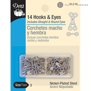 Dritz 14 Hooks & Eyes Nickel Size 3