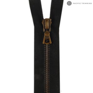 riri M6 One Way Antique Brass Teeth Metal Zipper *Custom Cut to Length*