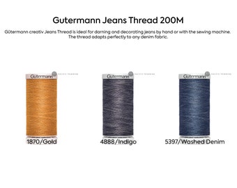 Gutermann Jeans Thread 200M Multiple Colors