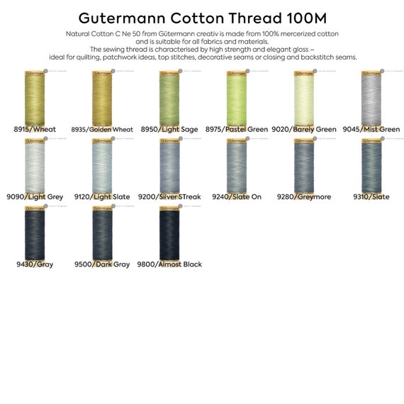 Gutermann Cotton Thread 100M Spool Collection Multiple Colors 