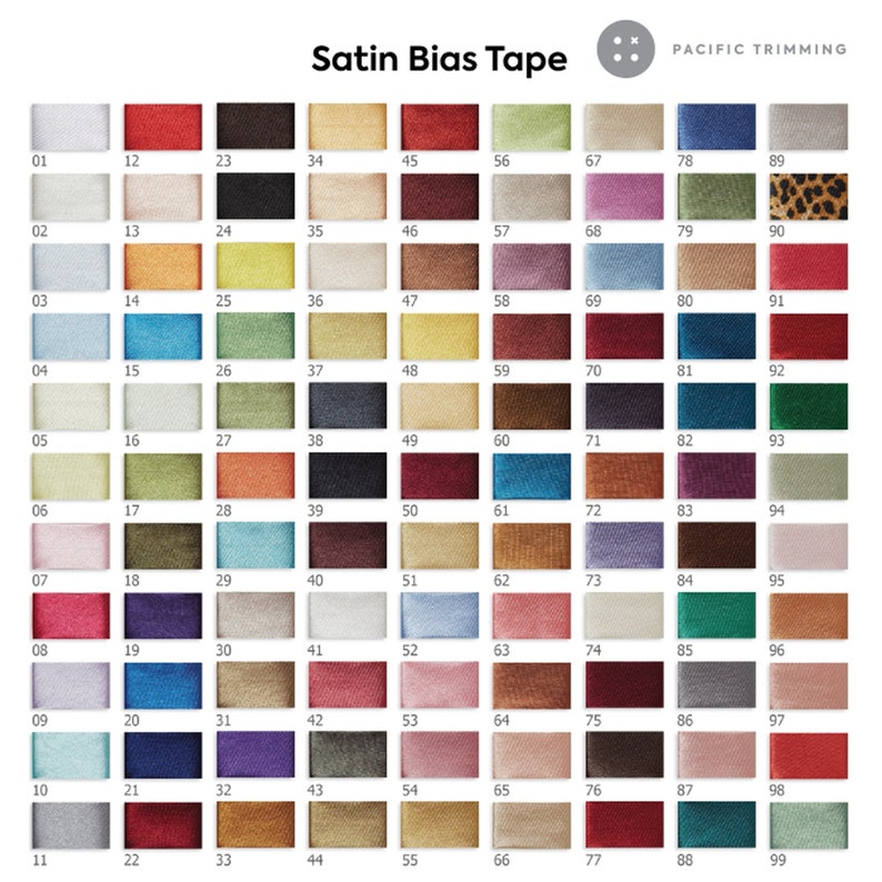 Biyelli 3/4" Satin Bias Tape 99 Colors