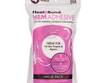 HeatnBond Hem Iron-On Adhesive Tape Value Pack, (2 Regular + 2 Super Hem)