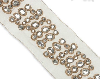 3 3/4" Embroidered Jewel Sheer : 380025BE