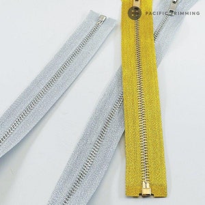 Metal No. 5 Metallic Gold & Silver One Way Zipper Custom Cut to Length image 6