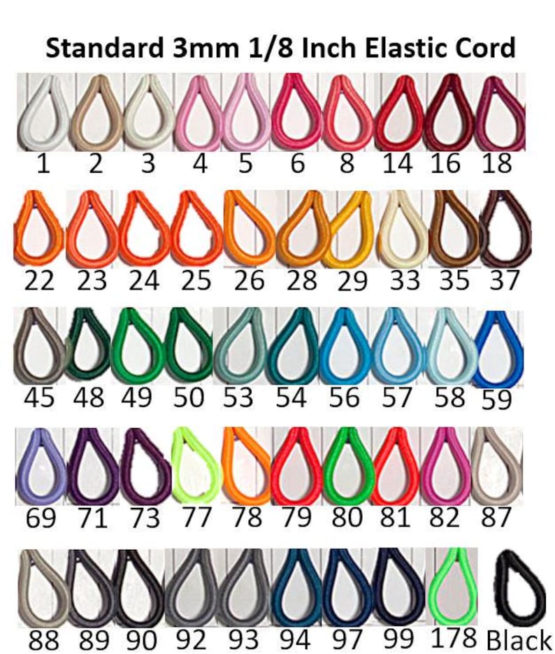 Standard 3mm 1/8 Inch Elastic Cord Multiple Colors image 2