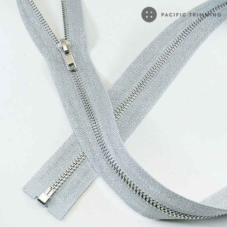 Metal No. 5 Metallic Gold & Silver One Way Zipper Custom Cut to Length image 5