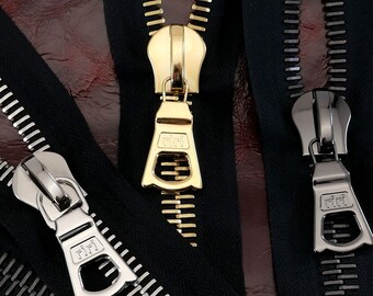 Riri M10 & M14 ワンウェイメタルブラックジッパー *長さ指定カット