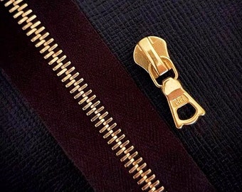 riri M6 One Way Gold Teeth Metal Zipper *Custom Cut to Length*