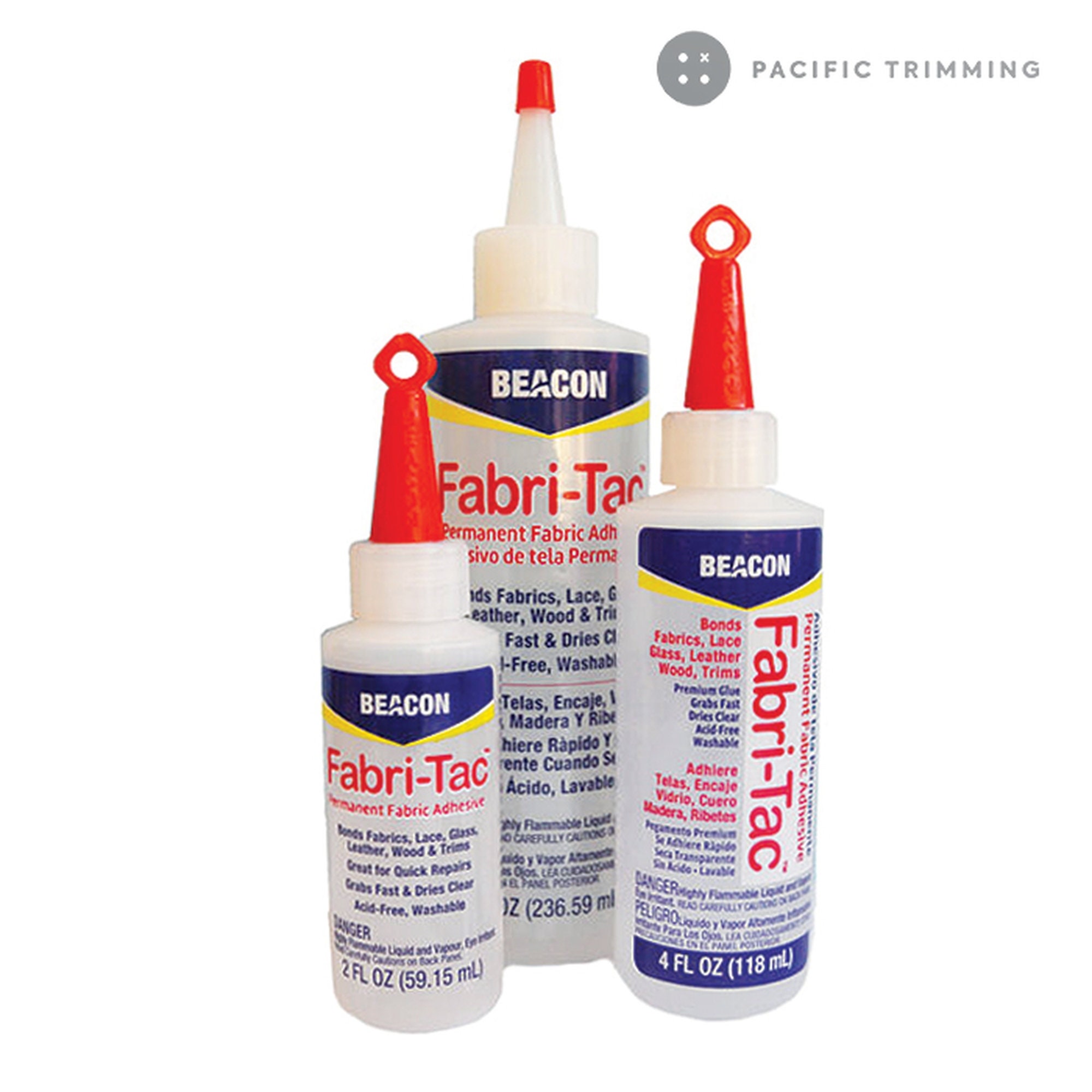 Beacon Glues Three-Pack Beacon Fabri-Tac Permanent Adhesive, 8 Ounce