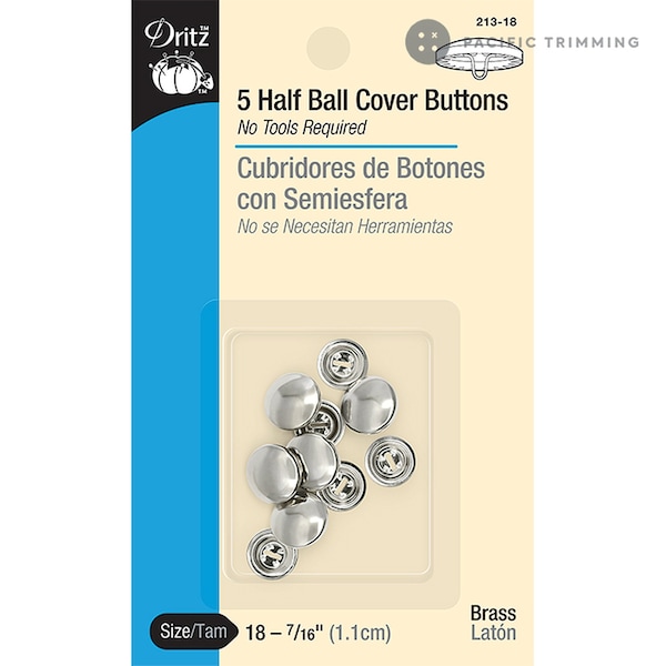 Dritz 7/16 Inch 5 Half Ball Cover Buttons Kit