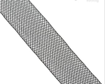 May include: Black mesh trim with a diamond pattern.
