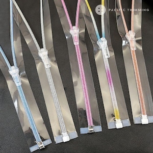 PVC Transparent Tape Water Repellent Metallic Nylon Coil #7 Zipper *Custom Cut to Length*