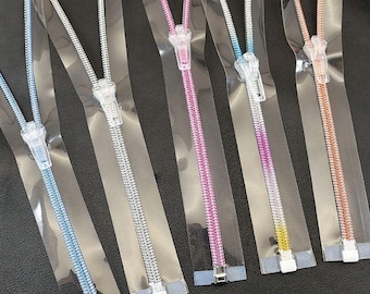 PVC Transparent Tape Water Repellent Metallic Nylon Coil #7 Zipper *Custom Cut to Length*