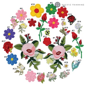 Flower Embroidered Iron On Patches Multiple Styles