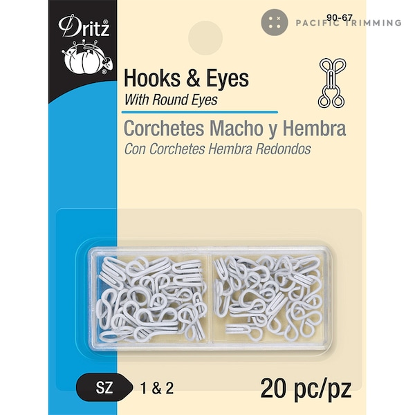 Dritz Hooks & Eyes White Size 1 and 2