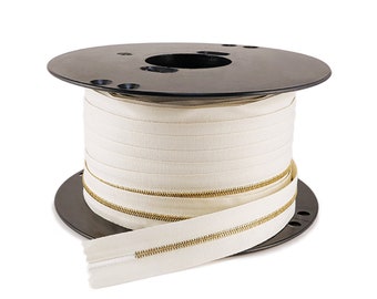 riri Zipper Continuous Chain Ivory Tape with Gold Teeth