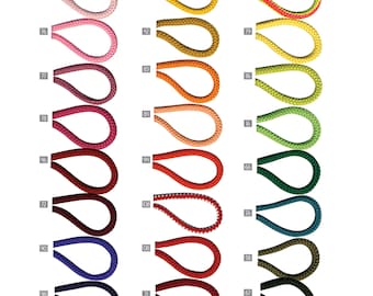 May include: A chart of 12 different colored cords, each with a number next to it. The cords are arranged in three columns of four cords each. The cords are all the same size and shape, and they are all made of the same material. The cords are all different colors, including red, blue, green, yellow, orange, and purple.