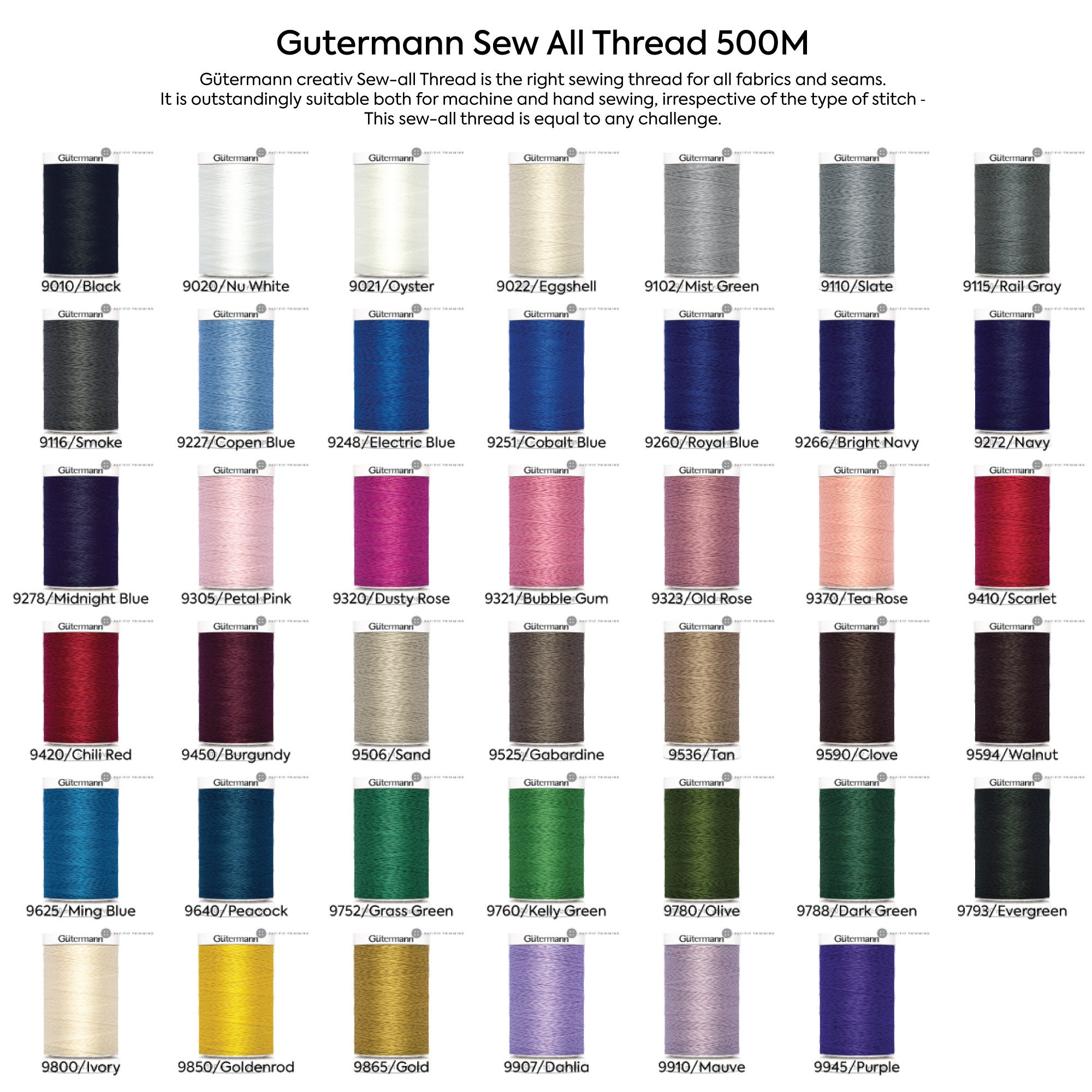 Sewing threads, Sewing threads Gutermann sew - all, Polyester threads 110  yards / 100m