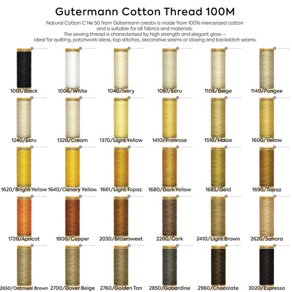 Gutermann Cotton Thread 100M Spool Collection Multiple Colors 